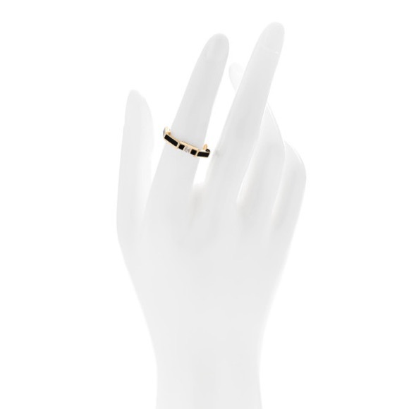 GUCCI 18K Yellow Gold Diamond Enamel Link to Love Ring size 10 Black - Picture 4 of 7